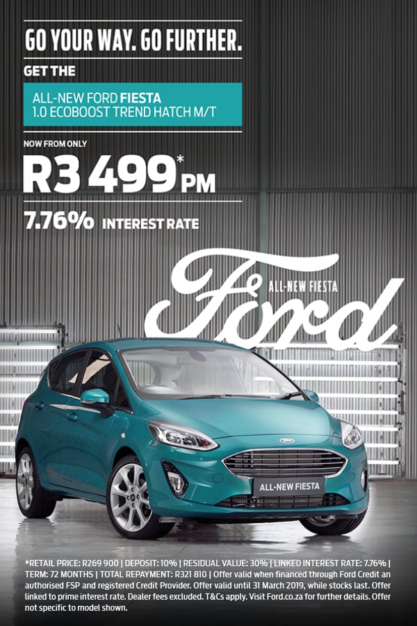 Drive the New Ford Fiesta from R3,499pm