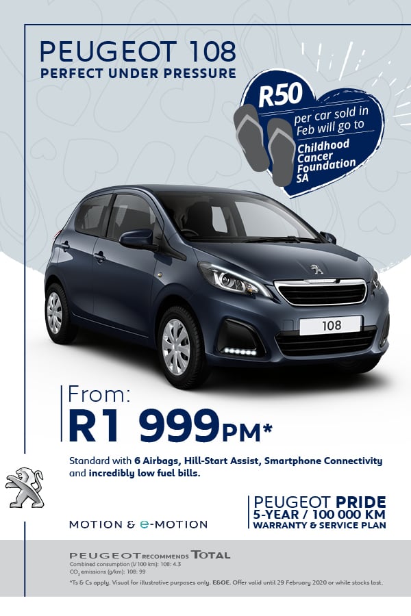 Buy the 108 from R1,999pm and we'll donate to the Childhood Cancer Foundation