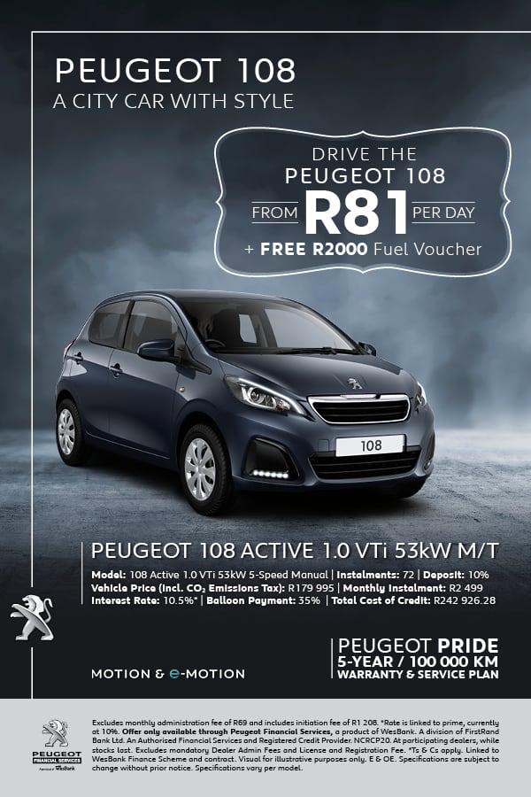 Get our SA's safest small car, new 108 from R81 per day